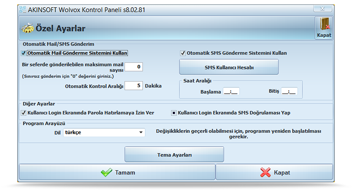 WOLVOX Kontrol Paneli 